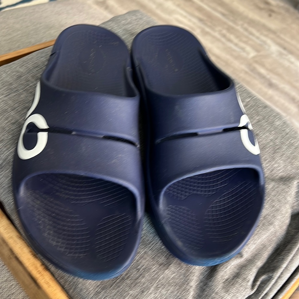 OOFOS mens slides 12 navy